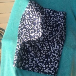 Floral Blue White and Black Pencil Skirt